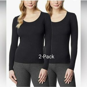 NEW 32 Degrees Heat 2-Pack Long Sleeve Scoop Neck Layering Tee Black sz XL
